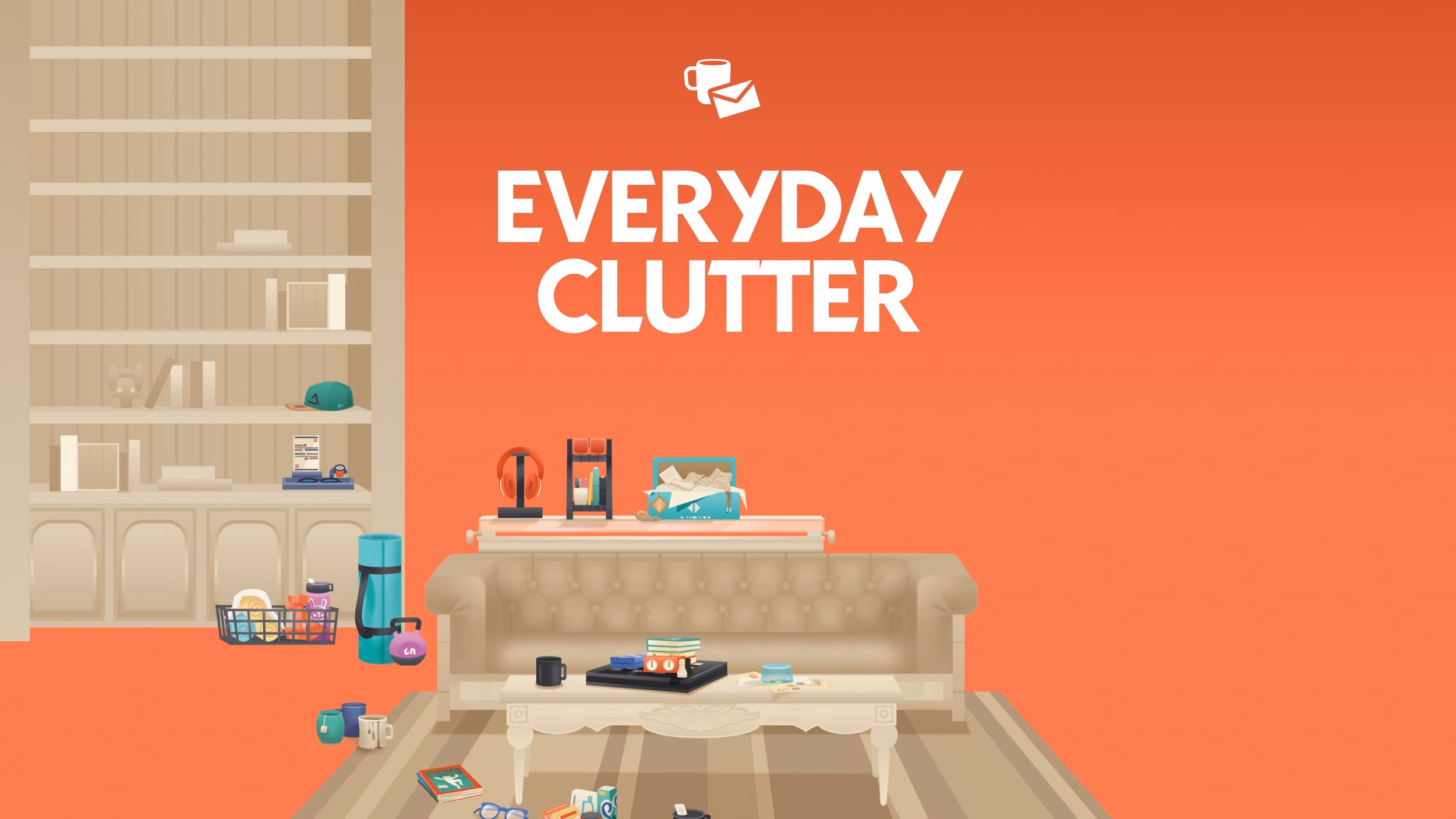 ภาพคีย์อาร์ตทางการของ Everyday Clutter Kit แสดงของแต่งบ้านกระจัดกระจายแนวสมจริง