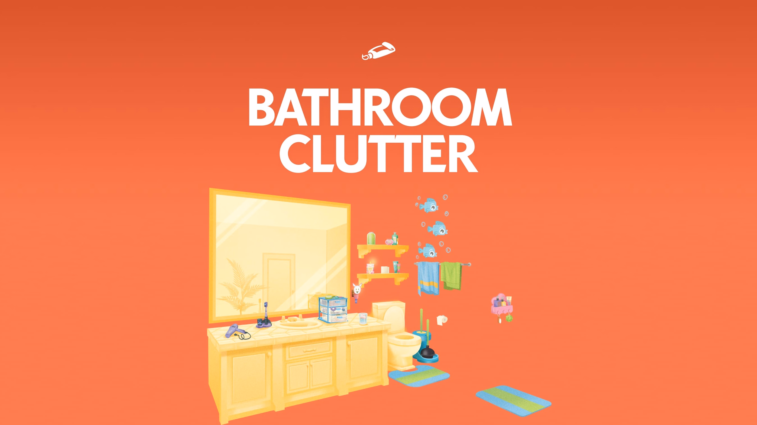 ภาพคีย์อาร์ตทางการของ Bathroom Clutter Kit แสดงของแต่งห้องน้ำกระจัดกระจายแนวสมจริง