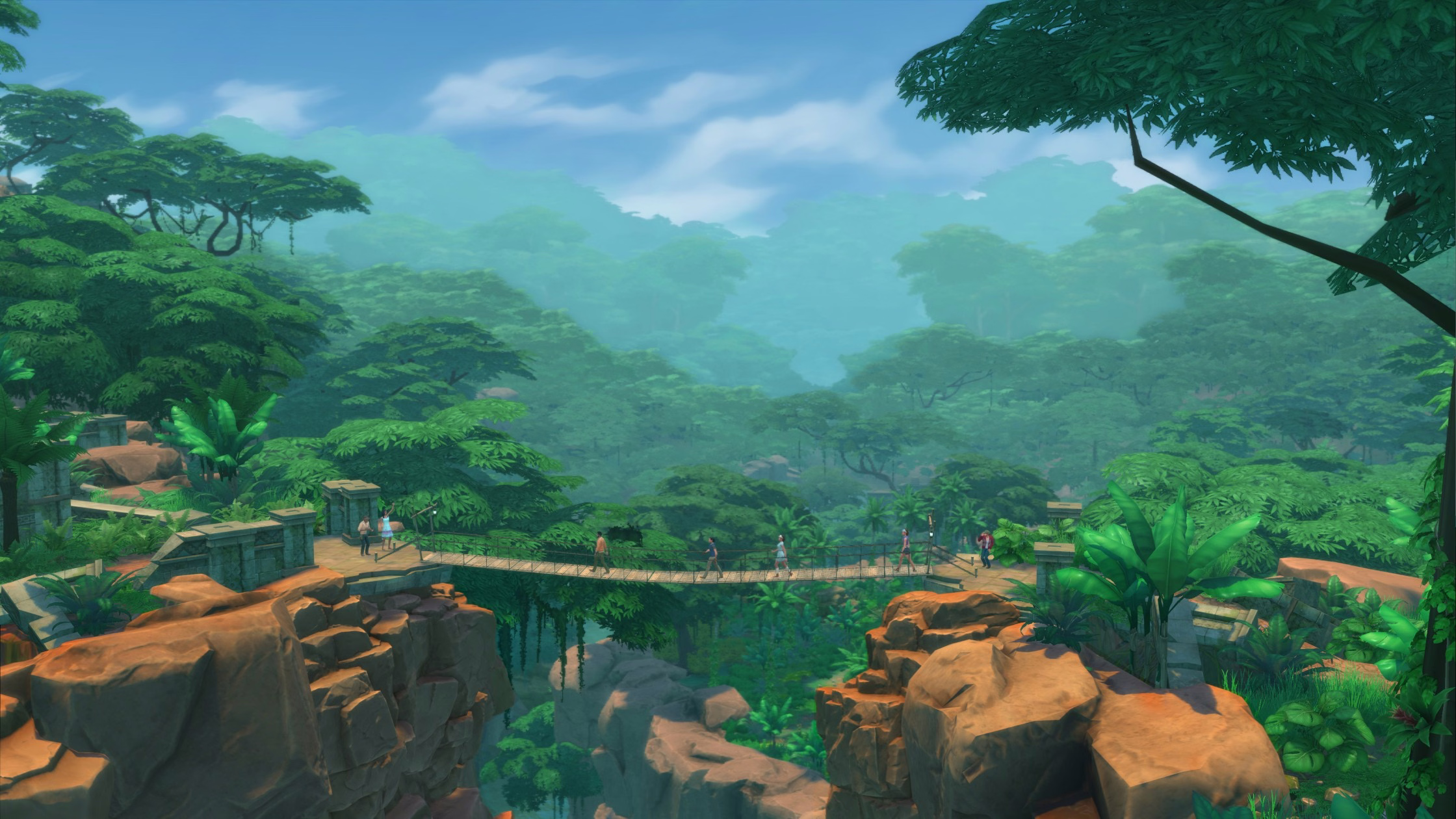 บรรยากาศป่าและวิหารใน The Sims 4 Jungle Adventure