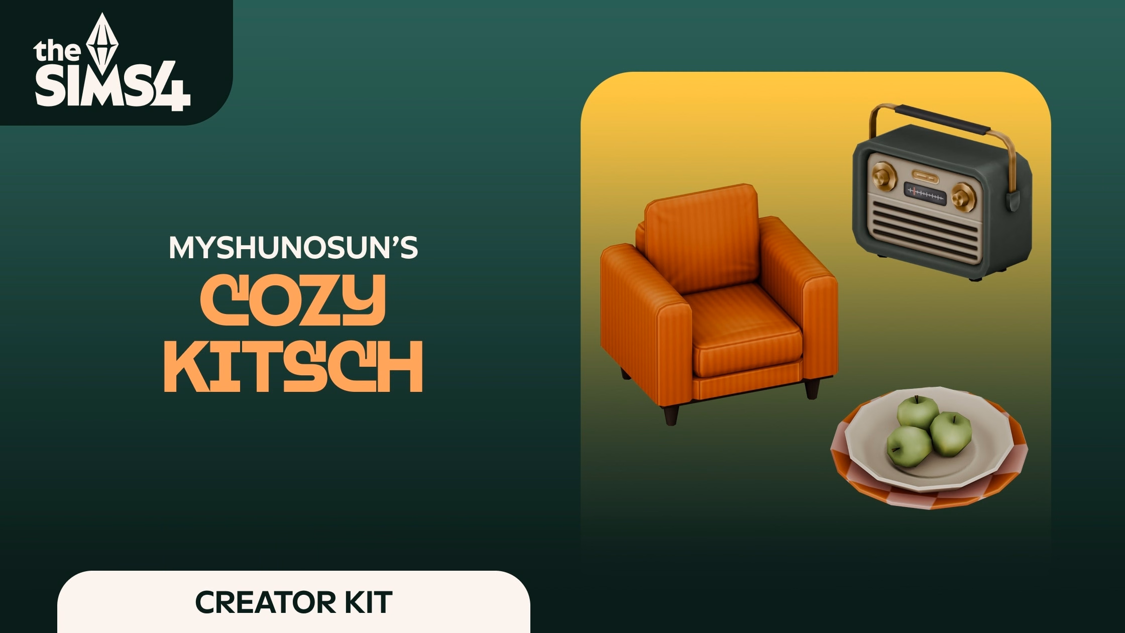 ภาพโปรโมทอย่างเป็นทางการของ Cozy Kitsch Kit โชว์เฟอร์นิเจอร์สีสันจัดจ้านสไตล์มิดเซนจูรี