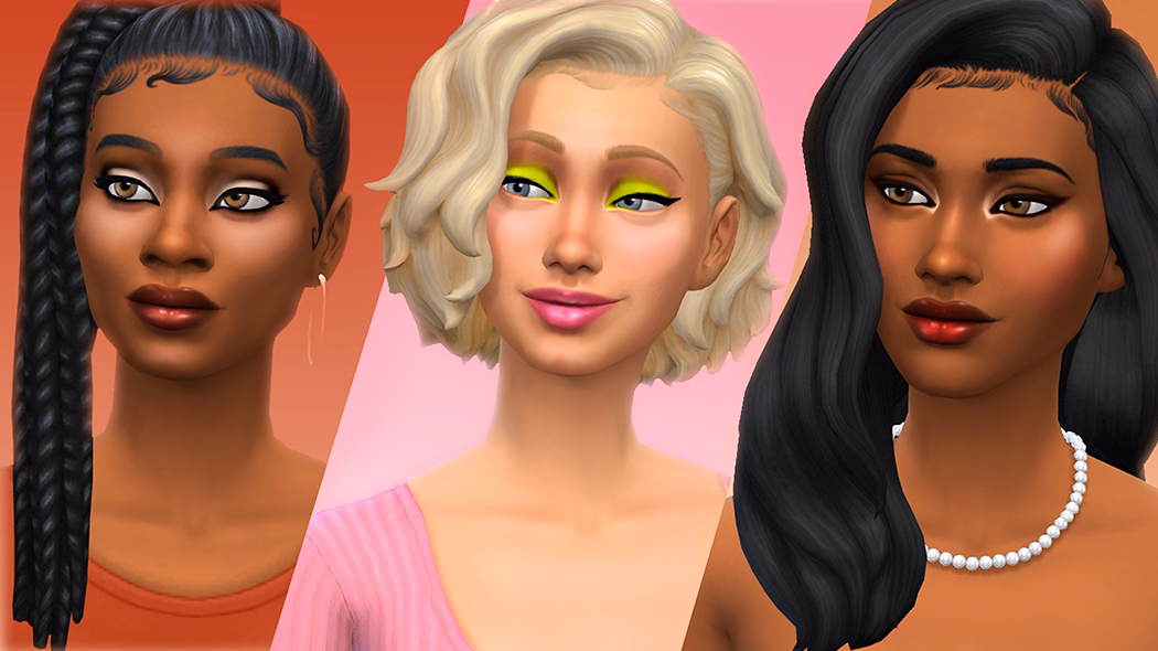 ภาพสกรีนช็อตทางการของ Essential Glam Kit แสดงลุคเมคอัพหลากหลายสไตล์ในเกม