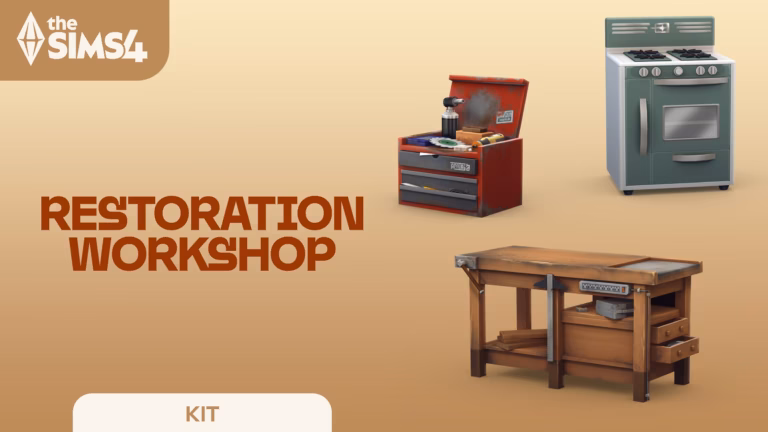 The Sims 4 Restoration Workshop Kit official pack art