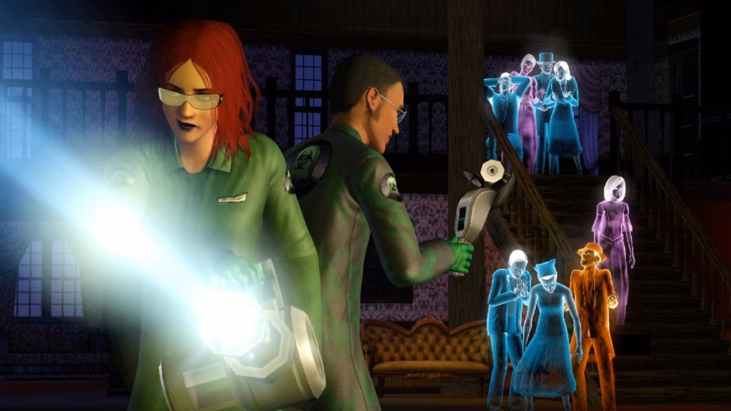 อาชีพนักล่าผีกำลังจับสัญญาณวิญญาณ จากเกม The Sims 3: Ambitions