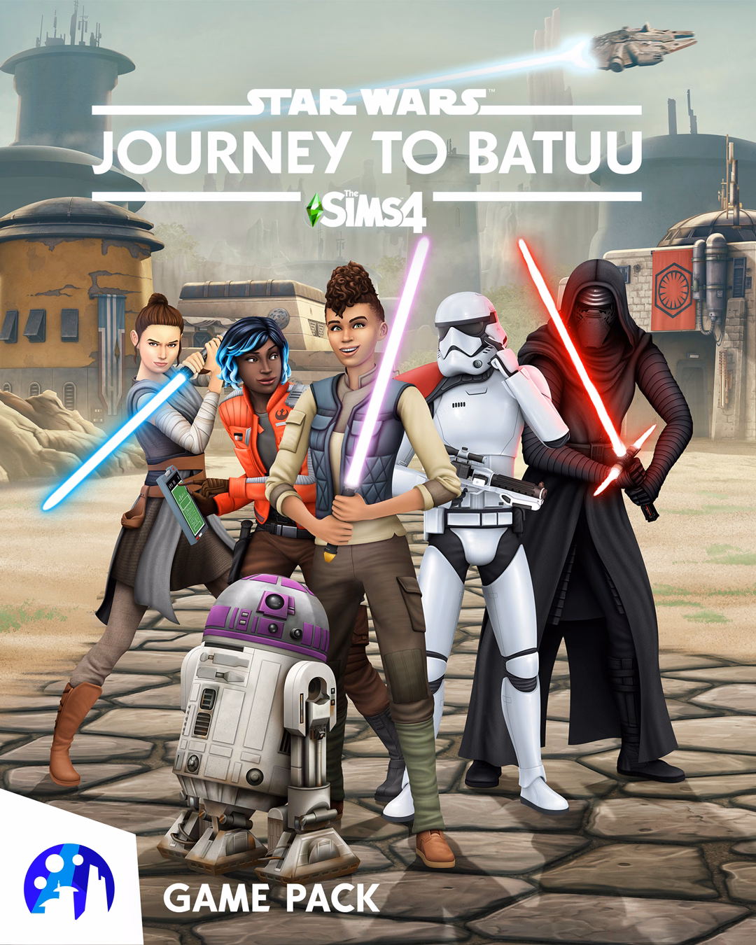 ซิมส์กำลังฝึกไลท์เซเบอร์ใน Black Spire Outpost บนโลก Batuu