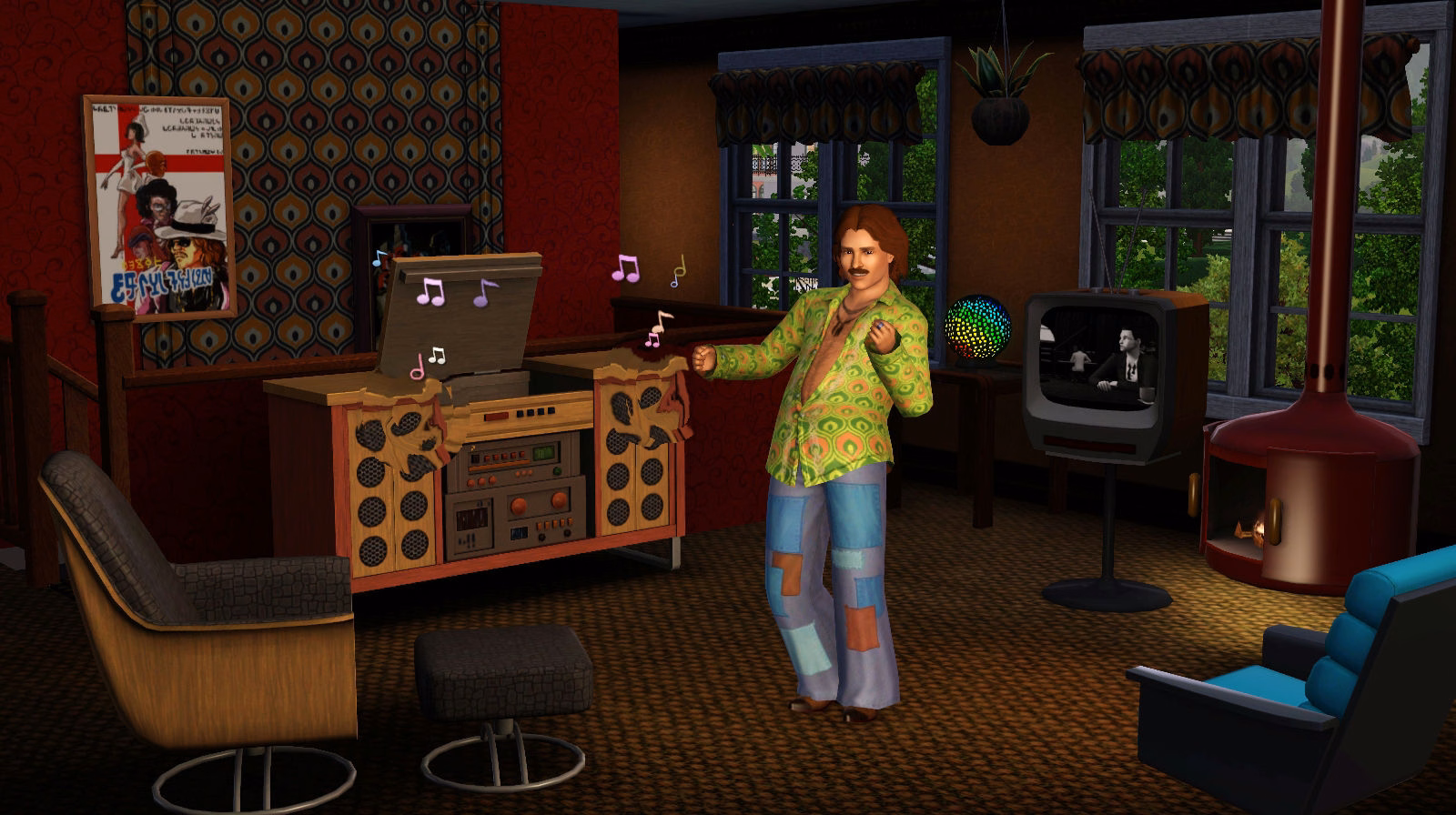 ตัวอย่างเสื้อผ้าและของแต่งบ้านย้อนยุคจาก The Sims 3: 70s, 80s, & 90s Stuff
