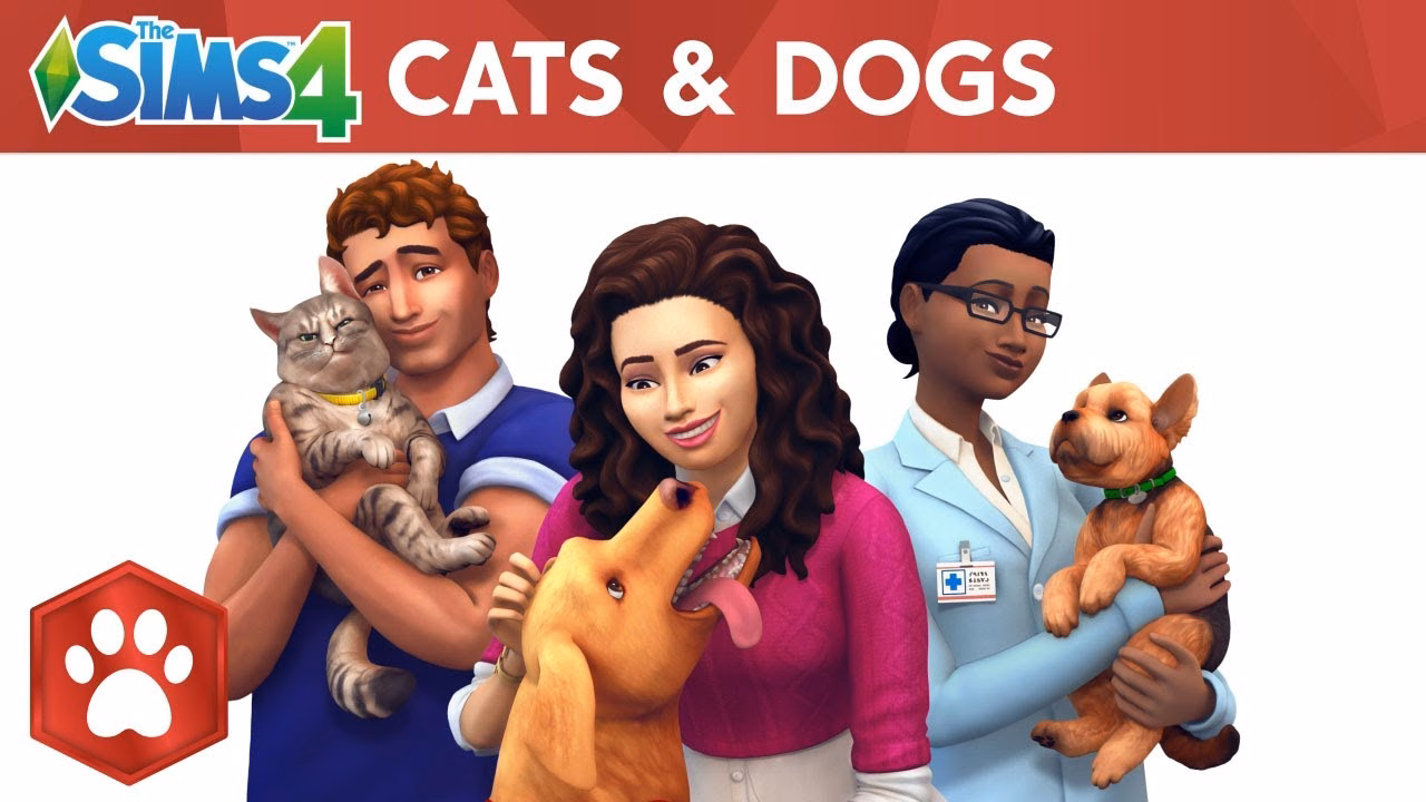 ภาพปกทางการของ The Sims 4: Cats & Dogs จากหน้าโปรดักต์ EA
