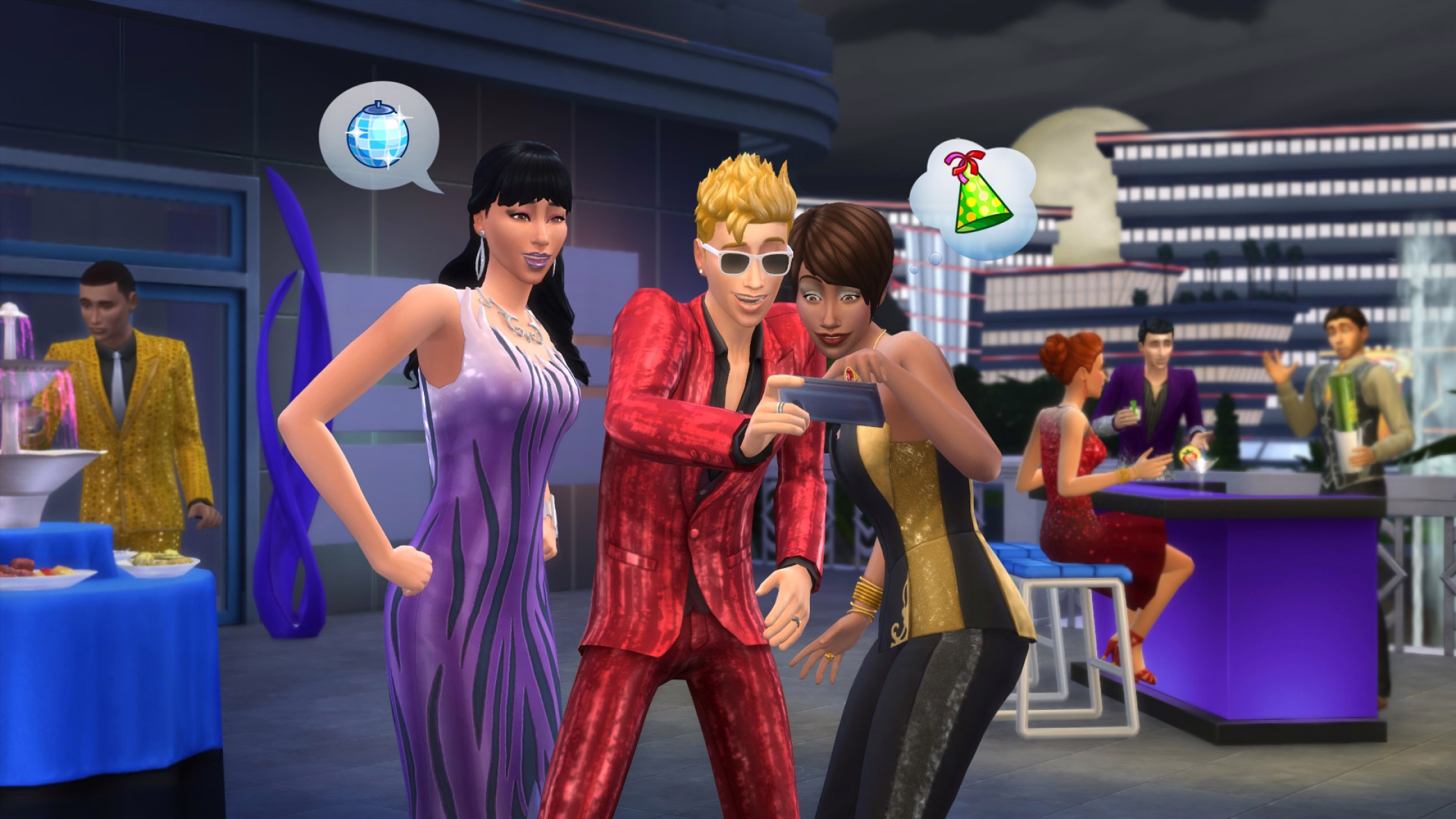 โต๊ะบุฟเฟ่ต์และน้ำพุเครื่องดื่มในธีมปาร์ตี้หรูของแพ็ค Luxury Party Stuff